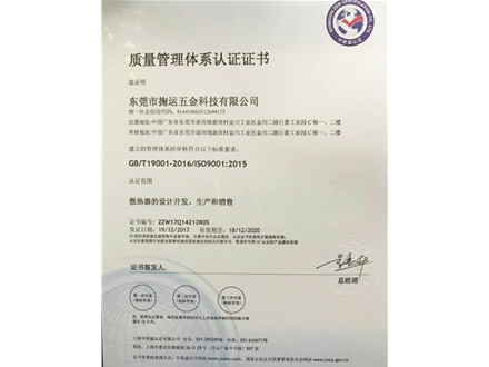 Quality management system certification